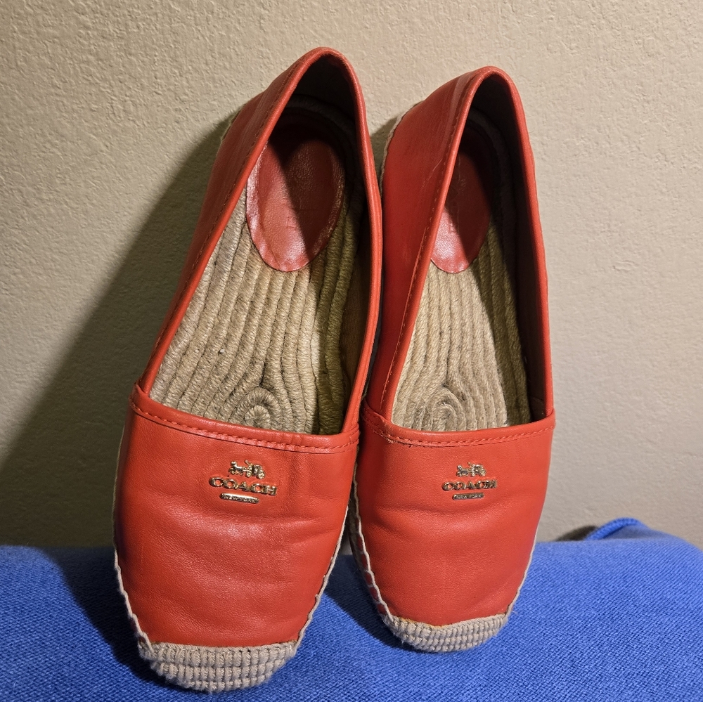 COACH Rhodelle Slip-On Flat Straw Jute Espadrilles Flats